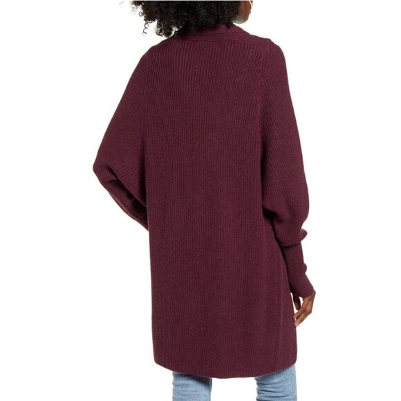 Leith purple ribbed knit open front cardigan - Picture 2 of 5